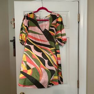KARLIE Multicolor Abstract Pattern Dress